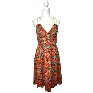 Anthropologie Moulinette Soeurs Batik Halter Dress Sz 10 Cotton Y2K Coastal